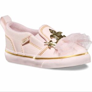 Vans Asher V Leather Princess Crown Slip Ons